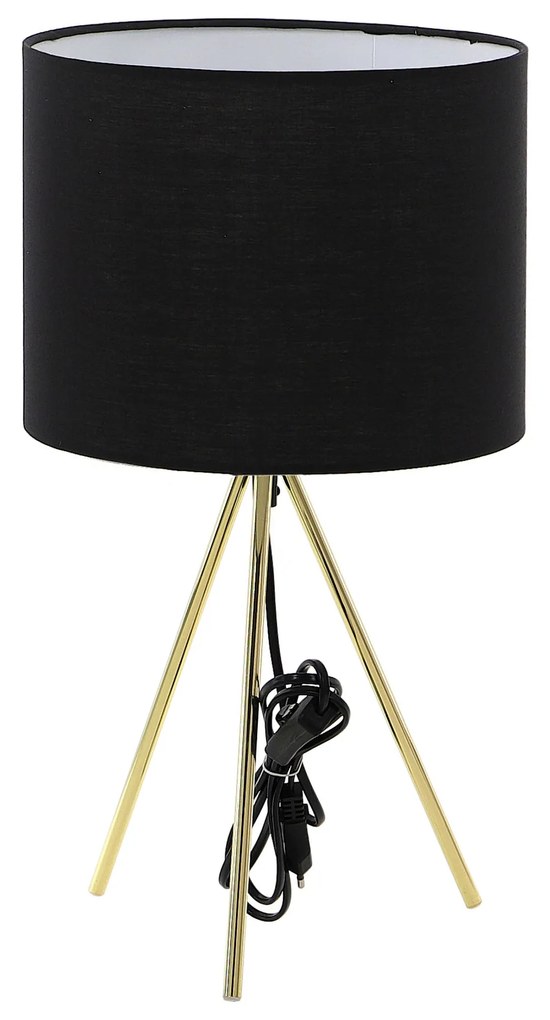 Dekorstudio Stolná lampa TRIPOD zlatá s čiernym tienidlom 46cm