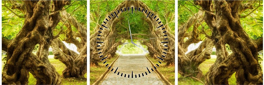 Obraz - Živý tunel z plumérií (s hodinami) (90x30 cm)