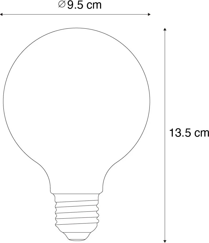 Sada 5 stmievateľných LED žiaroviek E27 opálových G95 5W 450lm 3000K