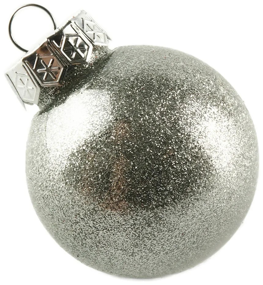 DECOLED Sada ozdob, prům. 6 cm, stříbrná