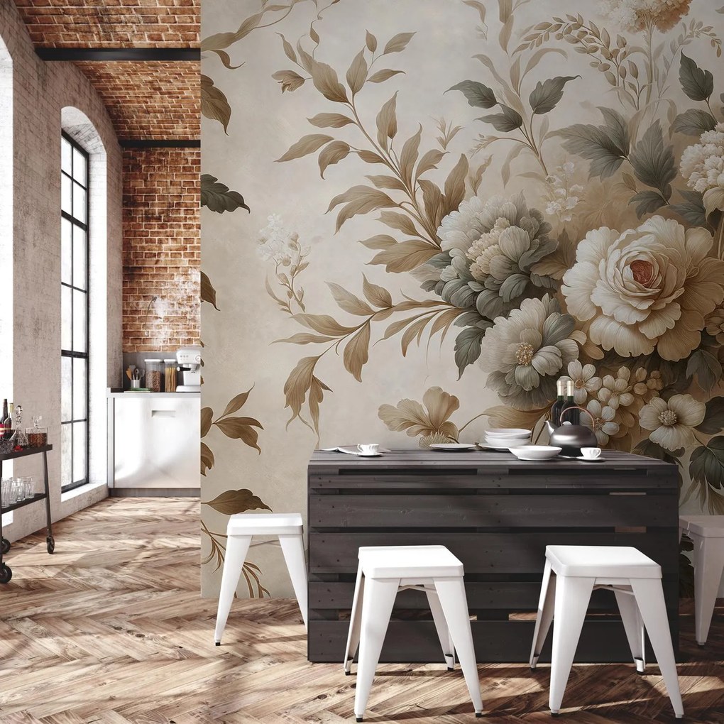 Fototapeta - Béžové kvety (147x102 cm)