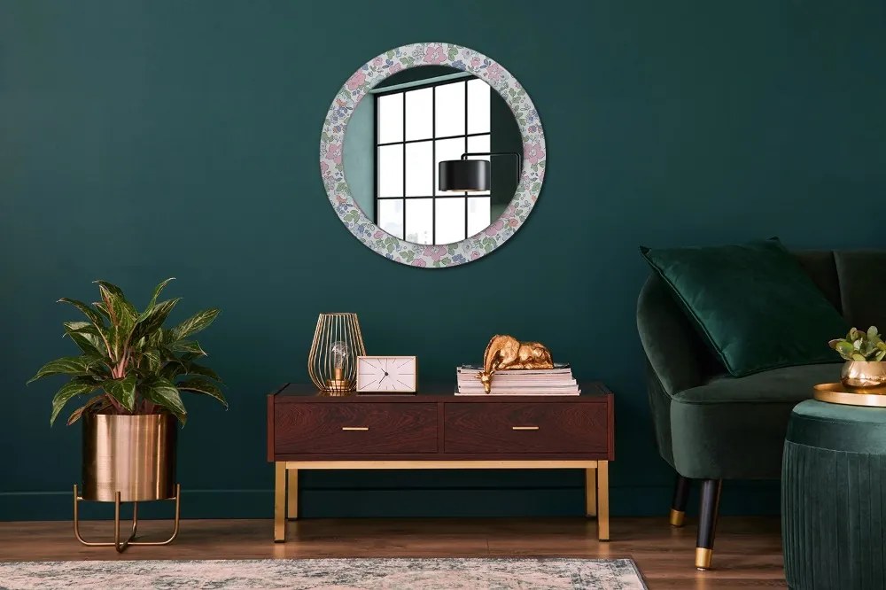 Okrúhle ozdobné zrkadlo Jemné kvety fi 70 cm