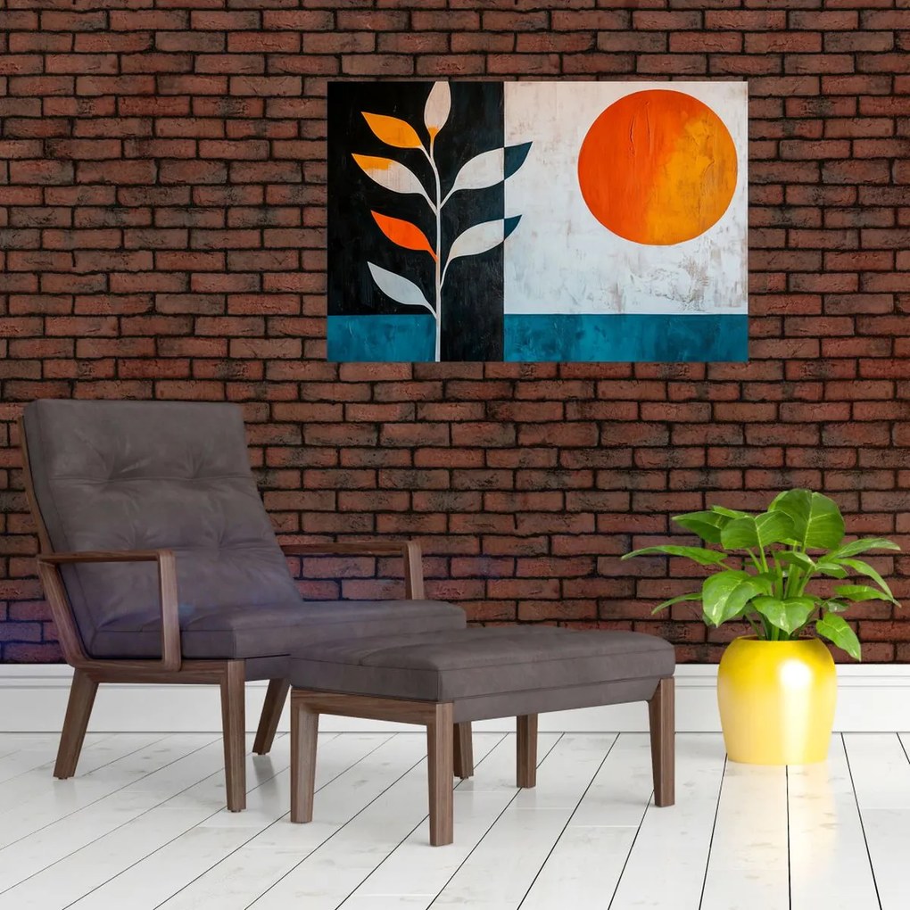 Obraz - Abstrakcia rastliny a slnka (90x60 cm)