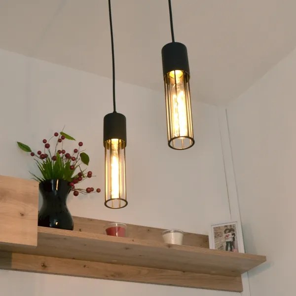 Luster na lanku MELODY 2xE27/15W/230V čierna