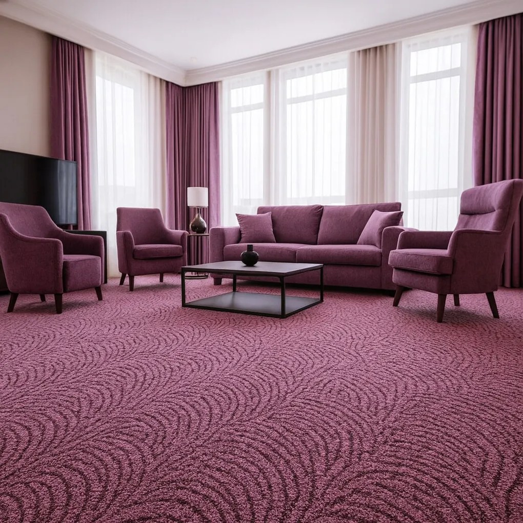 ITC, Koberec metráž Spring 6480, na mieru, šíře 4m, fialová, filc, obývacia izba