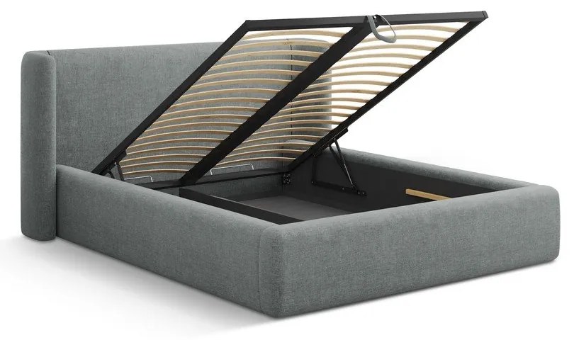 Tmavosivá čalúnená dvojlôžková posteľ s úložným priestorom s roštom 180x200 cm Jason – Windsor &amp; Co Sofas