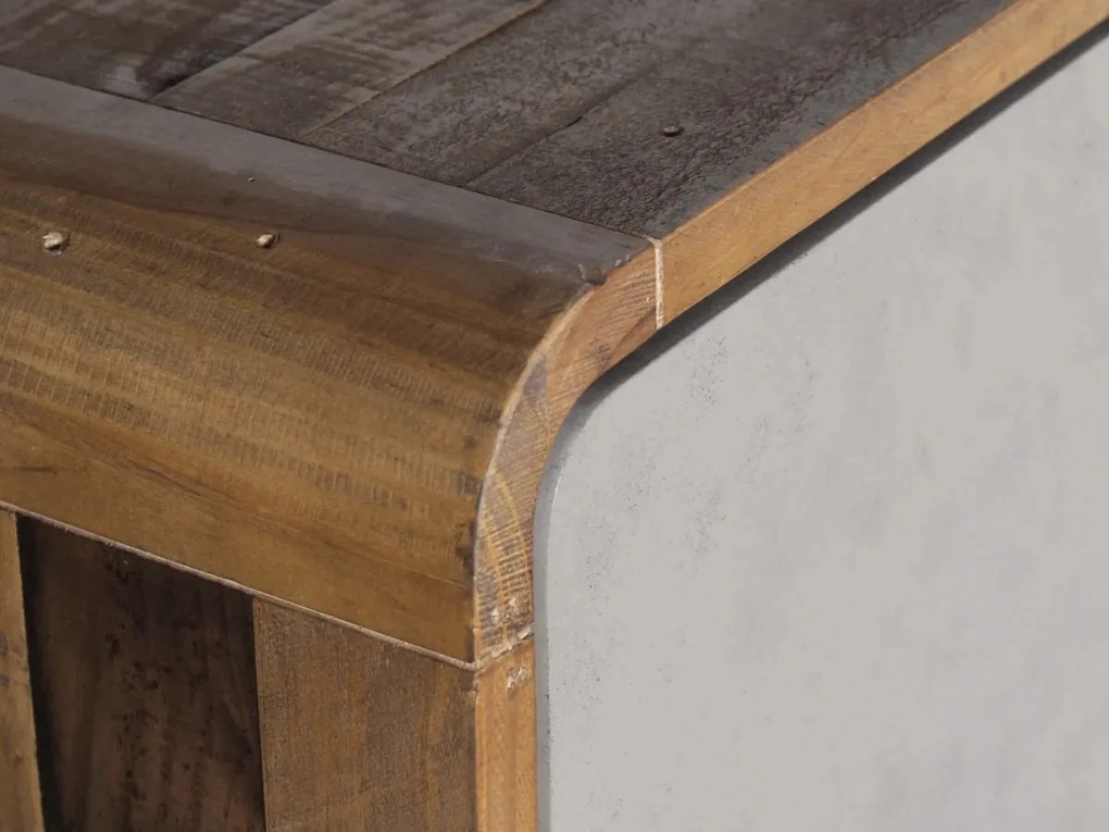 furniture-nabytek.cz - Masivní koupelnová skříňka Dingle z recyklované borovice a MDF, lakovaná, přírodní / šedá – 40×25×110 cm