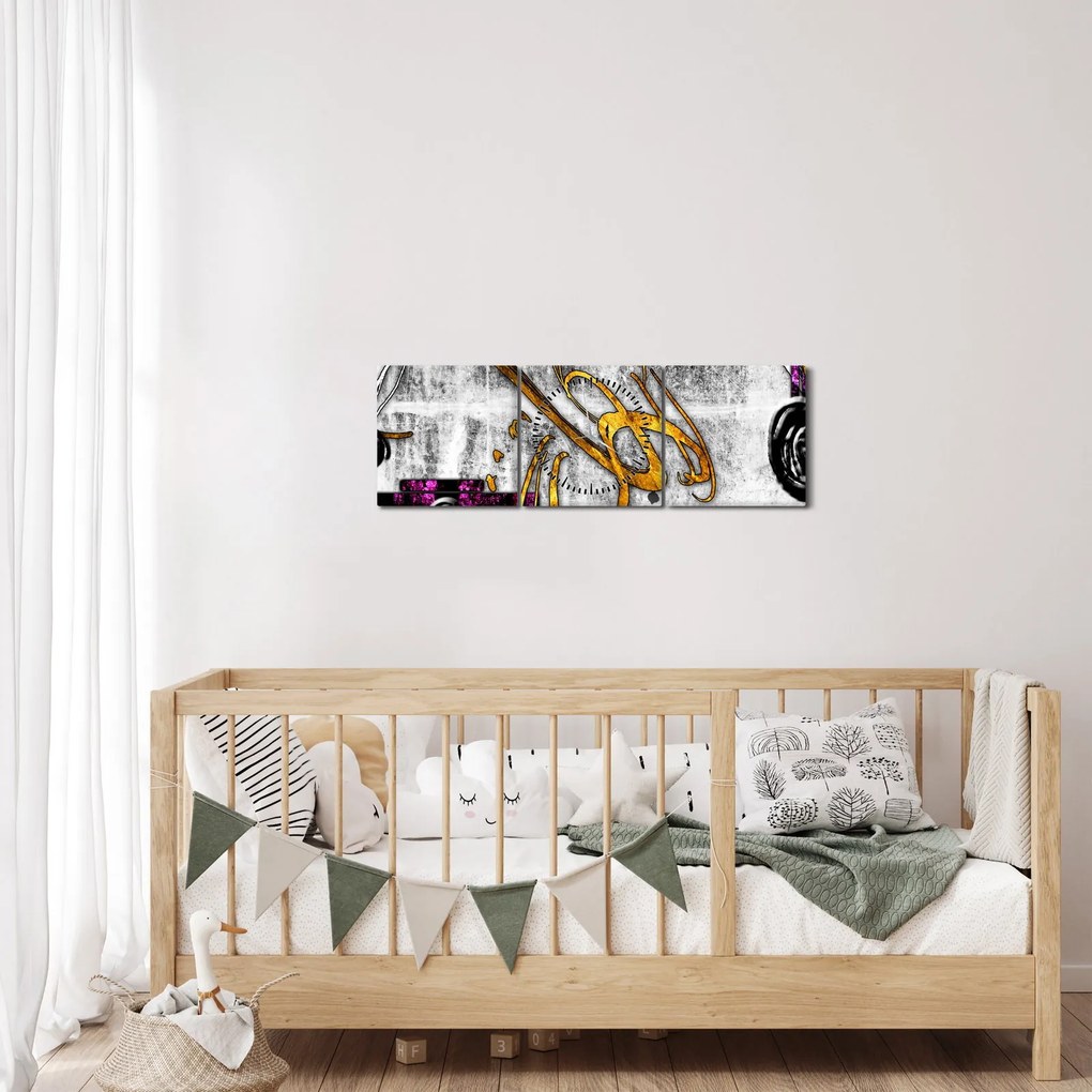 Obraz abstrakcie (s hodinami) (90x30 cm)