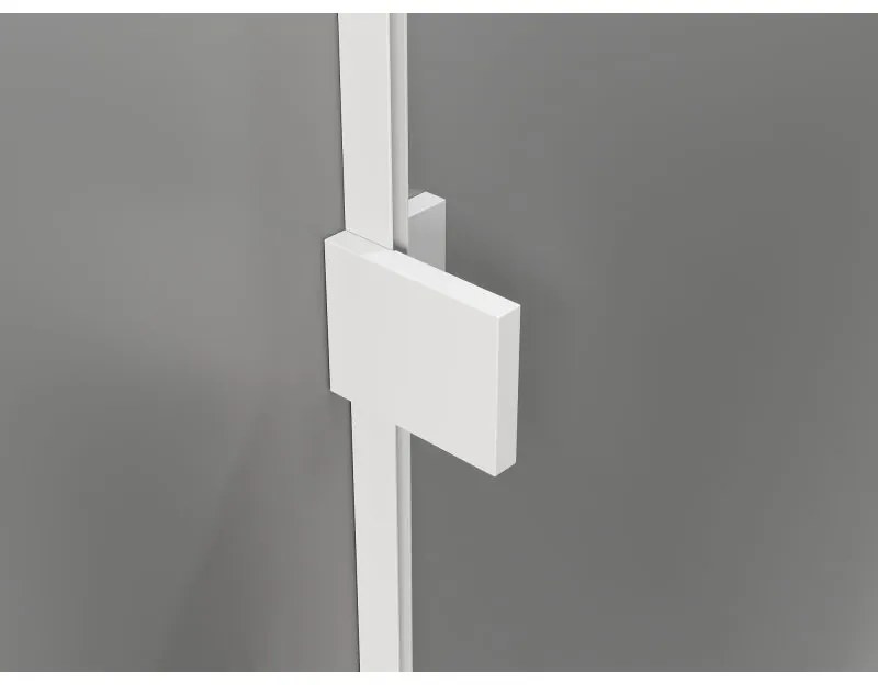 Mexen Lunar T, sklopný pravý sprchový kút 140 x 110 cm, 8mm číre sklo, biely profil, 834T-140-110-20-00-P