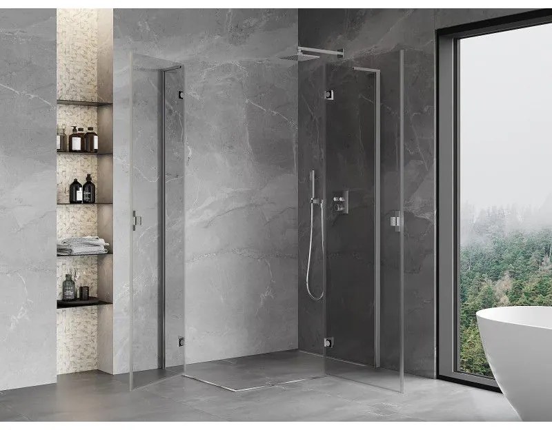 Mexen Mist-H L Duo, 2-krídlový sprchový kút 110 x 115 cm, číre sklo, chrómový profil, 8A5L-110L-115P-01-00