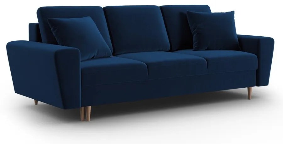 Modrá zamatová rozkladacia/s úložným priestorom pohovka 235 cm Kyoto – Cosmopolitan Design
