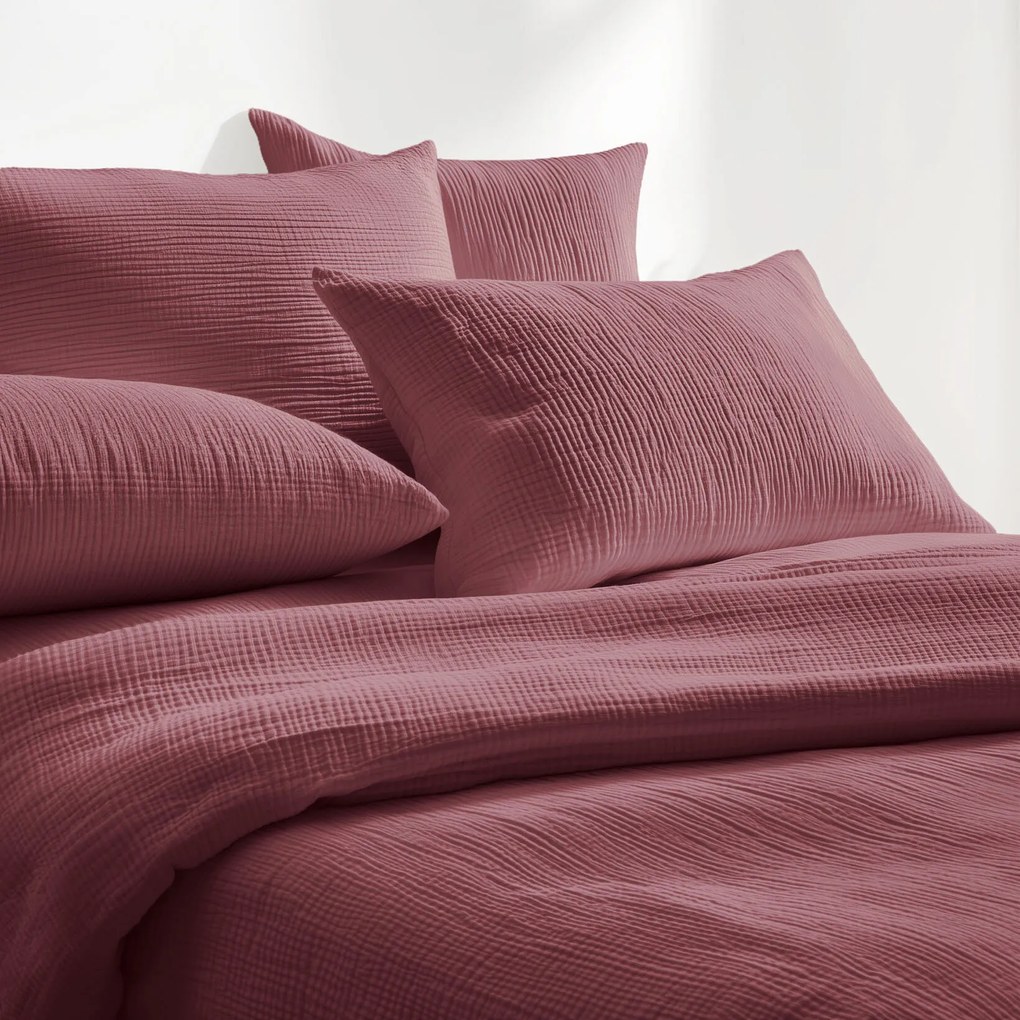 Goldea mušelínové posteľné obliečky – pastelovo vínové 240 x 220 a 2ks 70 x 90 cm