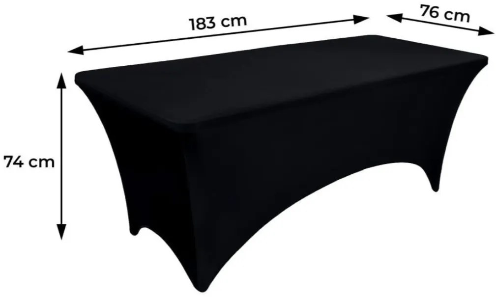 Poťah na cateringový stôl 180cm elastický čierny