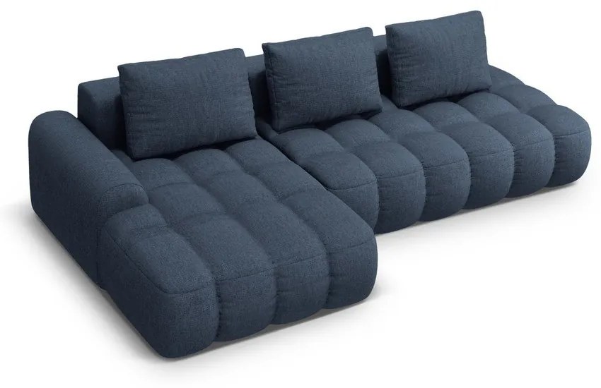 Tmavomodrá rozkladacia/s úložným priestorom rohová pohovka (ľavý roh/s leňoškou) Linz – Cosmopolitan Design