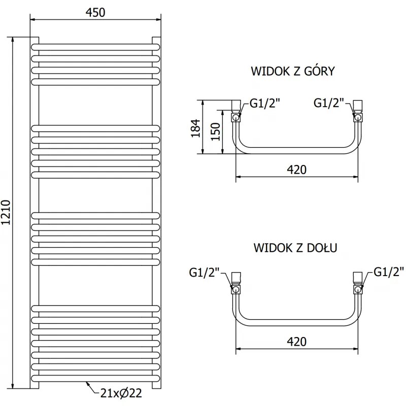 Mexen Apollo, elektrické vykurovacie teleso 1210x450 mm + vykurovacia tyč 600 W, čierna, W117-1210-450-2600-70