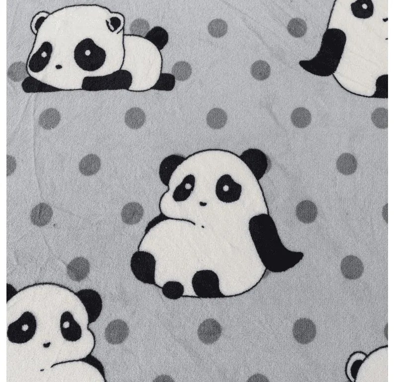 Plachta mikroplyš PANDA 160x200 cm sivá