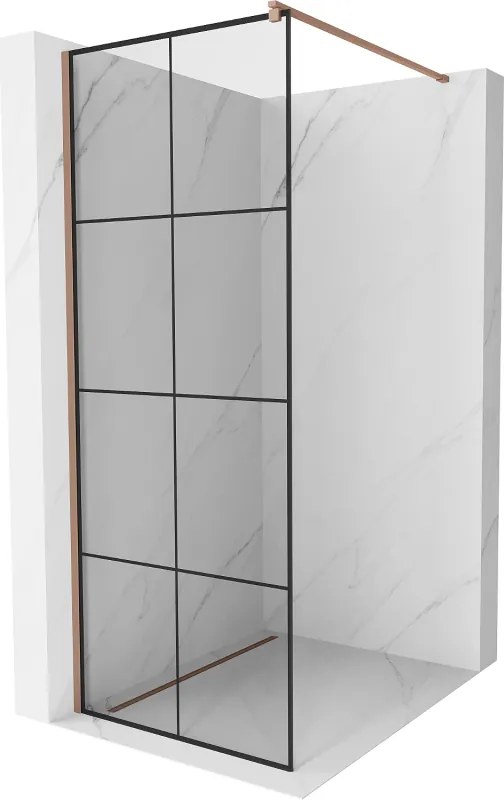 Mexen Kioto sprchová stena 70 x 200 cm, transparentnéné/čierny vzor 8 mm, zlatoružová - 800-070-101-60-77