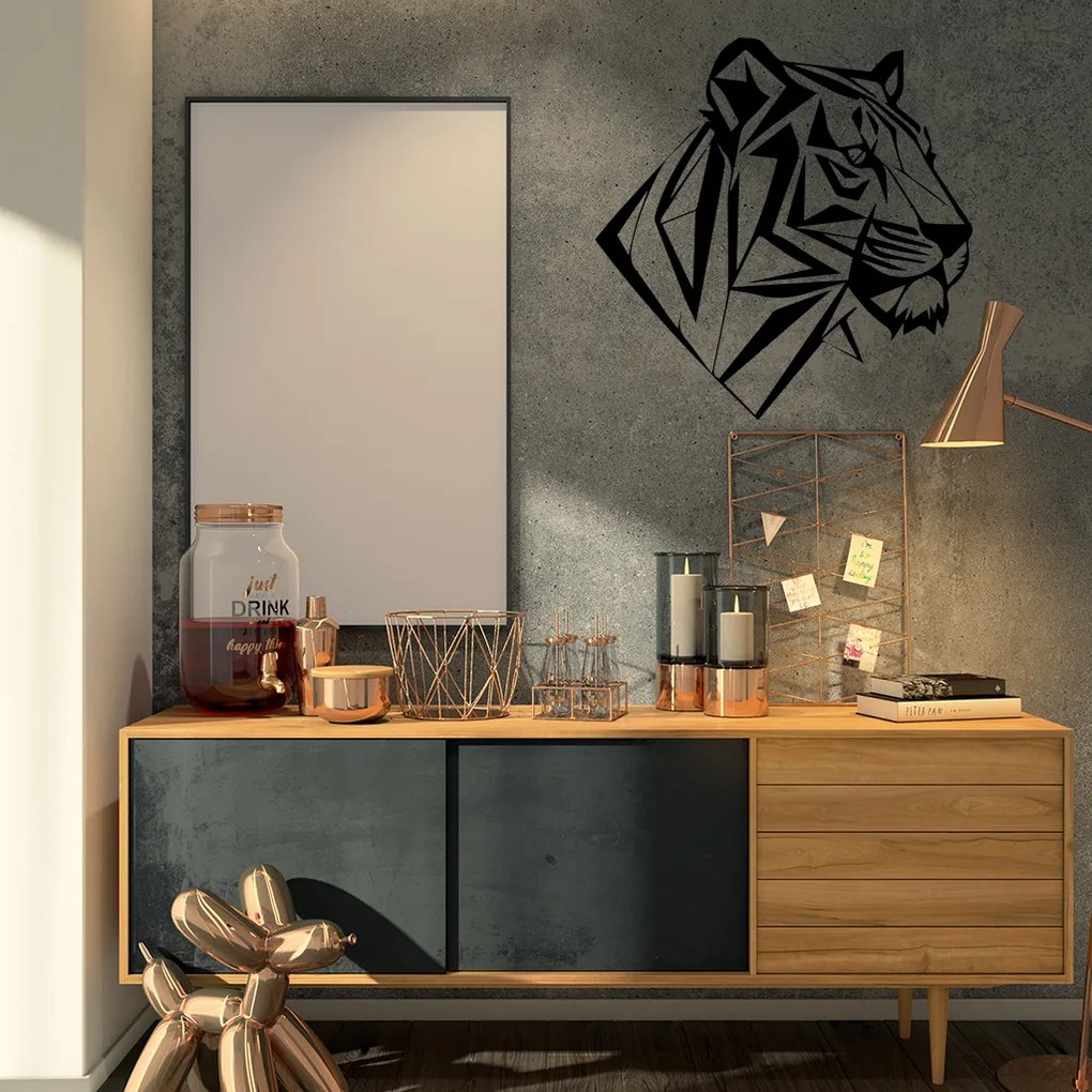Veselá Stena Samolepka Profil Tigra Farba: fialová, Veľkosť: 40 x 40 cm