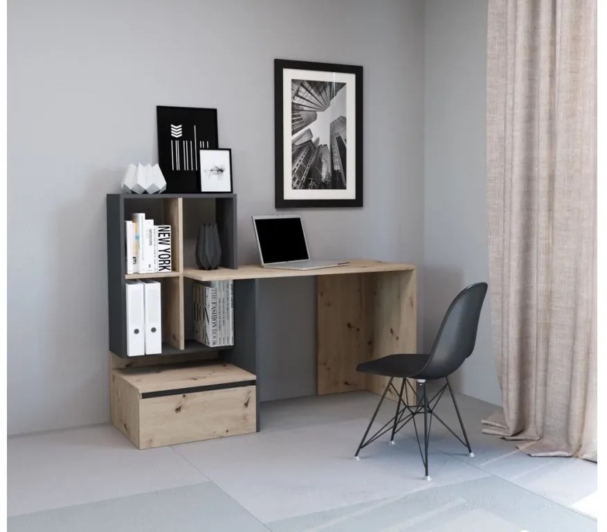 Pc stolík Paca 2 (dub artisan + antracit). Vlastná spoľahlivá doprava až k Vám domov. 1048465