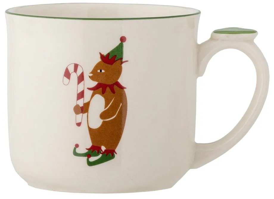 Krémový hrnček s vianočným motívom so sitkom z kameniny 300 ml Valentin – Bloomingville