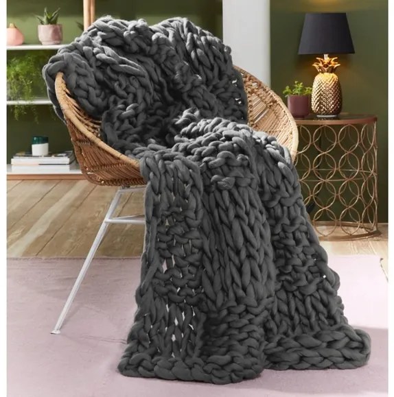 MERADISO® Pletená deka hrubej priadze, 120 x 150 cm (antracitová), šedá (100285408)