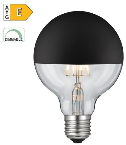 Diolamp LED Filament zrkadlová žiarovka 8W/230V/E27/2700K/900Lm/180°/DIM, čierny vrchlík