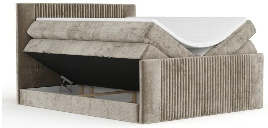 Svetlohnedá boxspring posteľ s úložným priestorom 180x200 cm Bergamo – Maison de Rêve