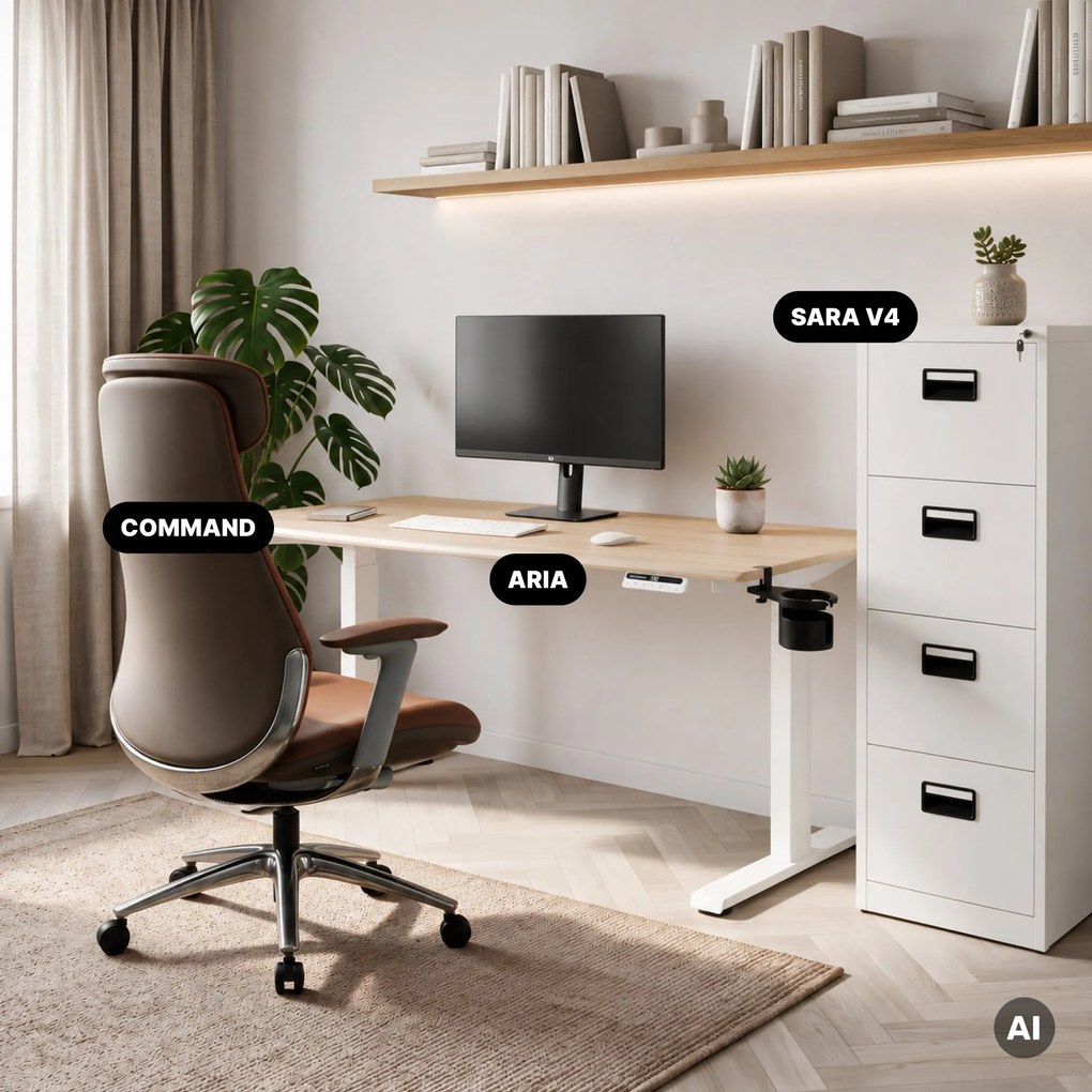 Elektrický stôl s nastaviteľnou výškou ergonomický biely/dub sonoma,1400x700 mm: ARIA
