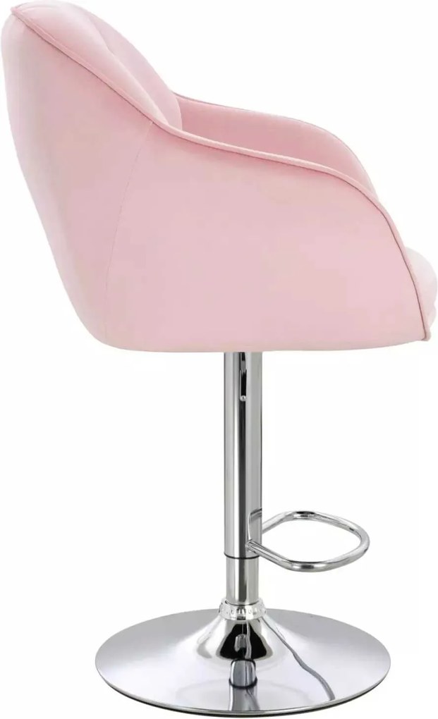 LuxuryForm DESIGN Barová stolička AVOLA VELUR na striebornom tanieri - svetlo ružová