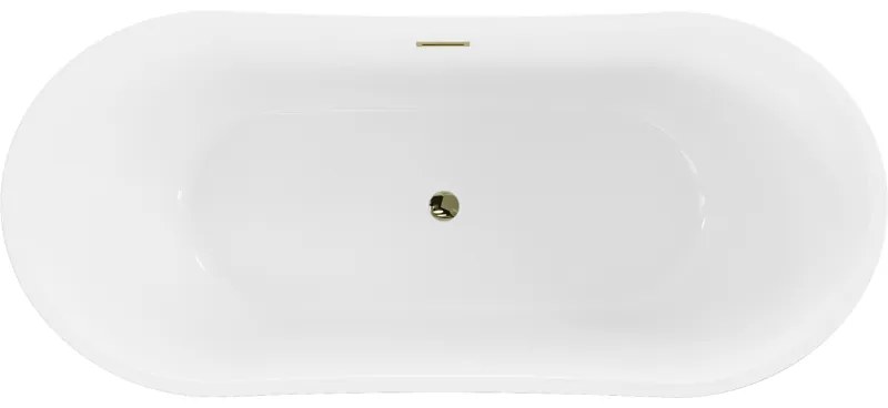 Mexen Montana, voľne stojaca vaňa 180 x 90 cm, biela-čierna, zlatý lesklý prepad, 52011809075-50