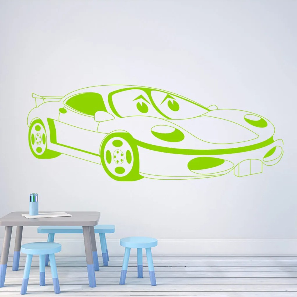 Veselá Stena Samolepka Detské autíčko Porsche Farba: žlutá, Veľkosť: 60 x 27 cm