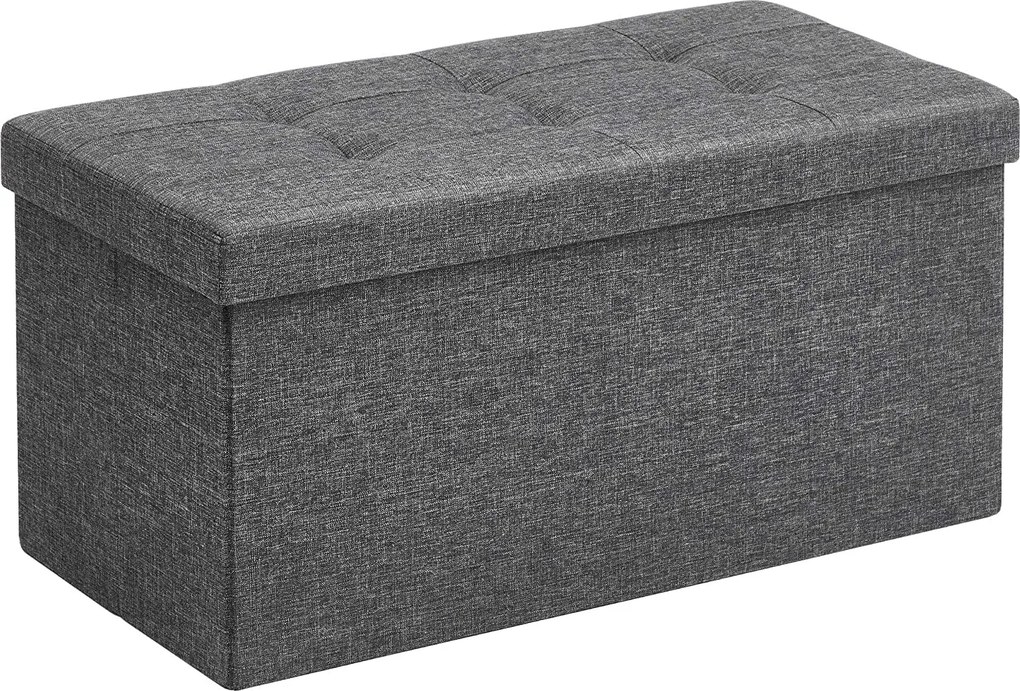 SONGMICS Taburetka 80 L, lavica s úložným priestorom, nosnosť do 300 kg, tmavosivá