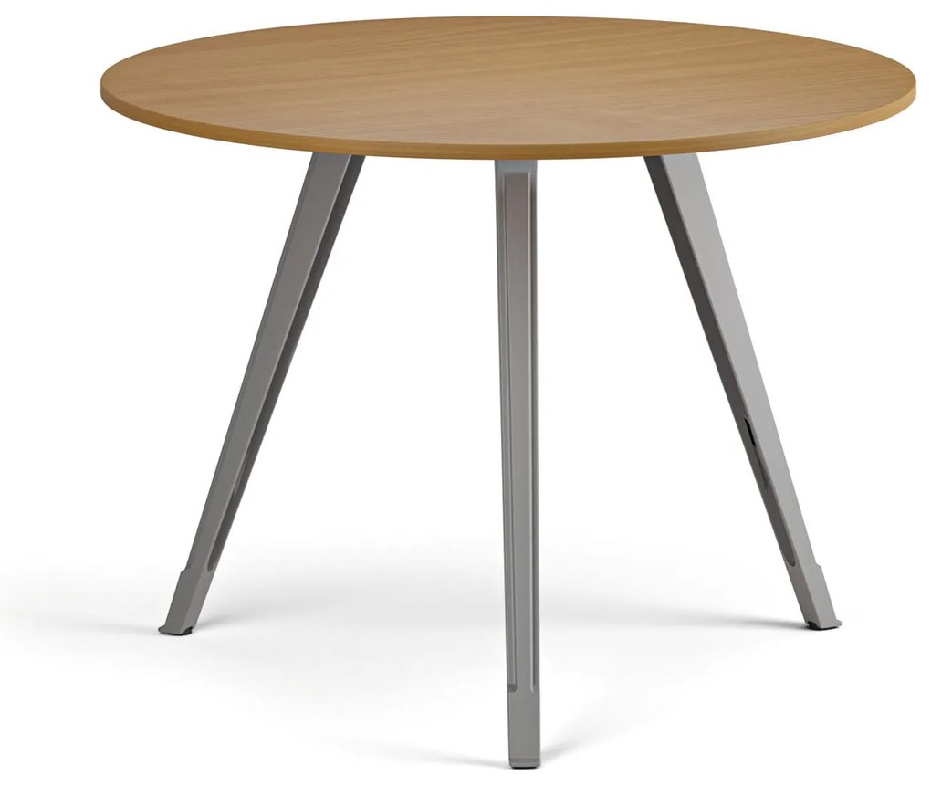 Konferenčný stôl PRIMO ZEN, priemer 100 cm, sivostrieborná podnož, buk