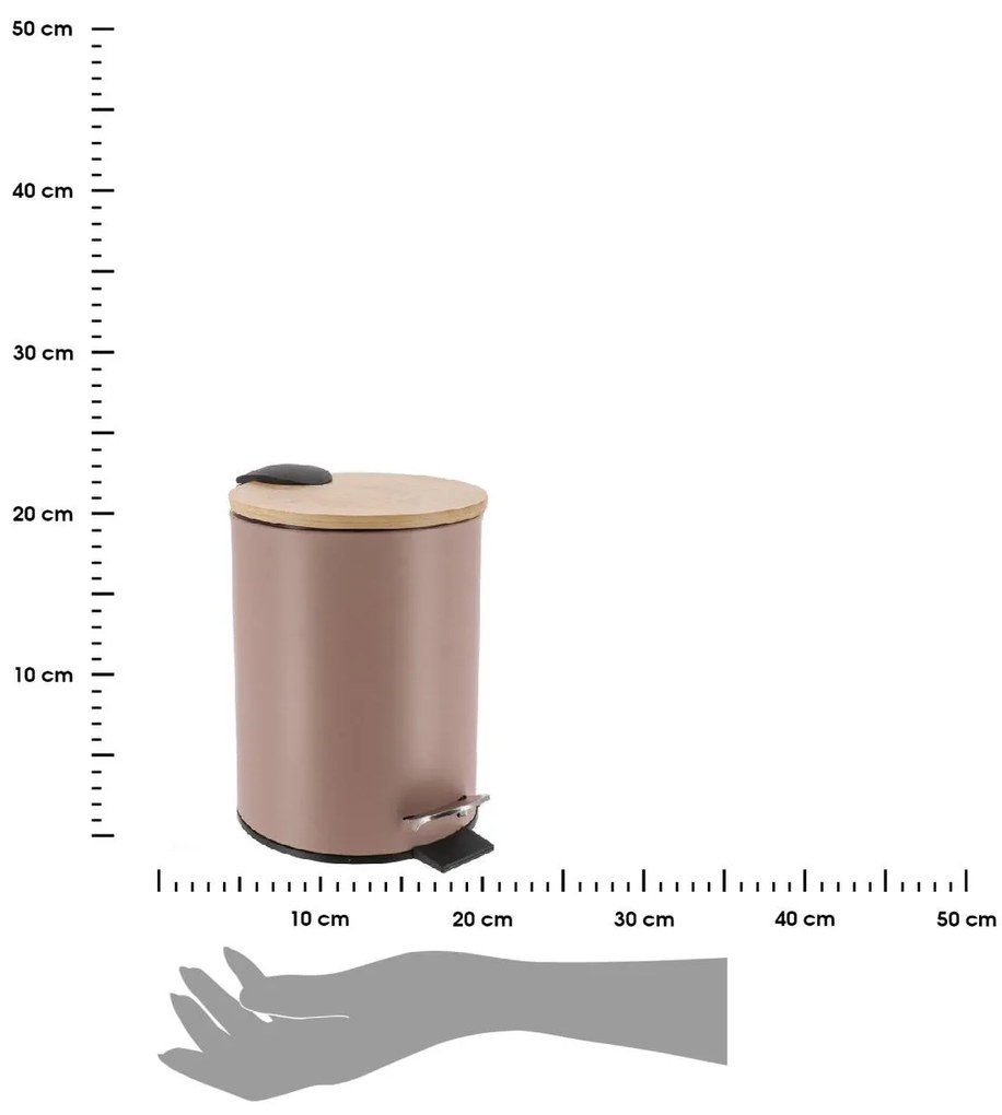 TENDANCE Odpadkový kôš Timeless, béžová/s drevenými prvkami, 2,5 l