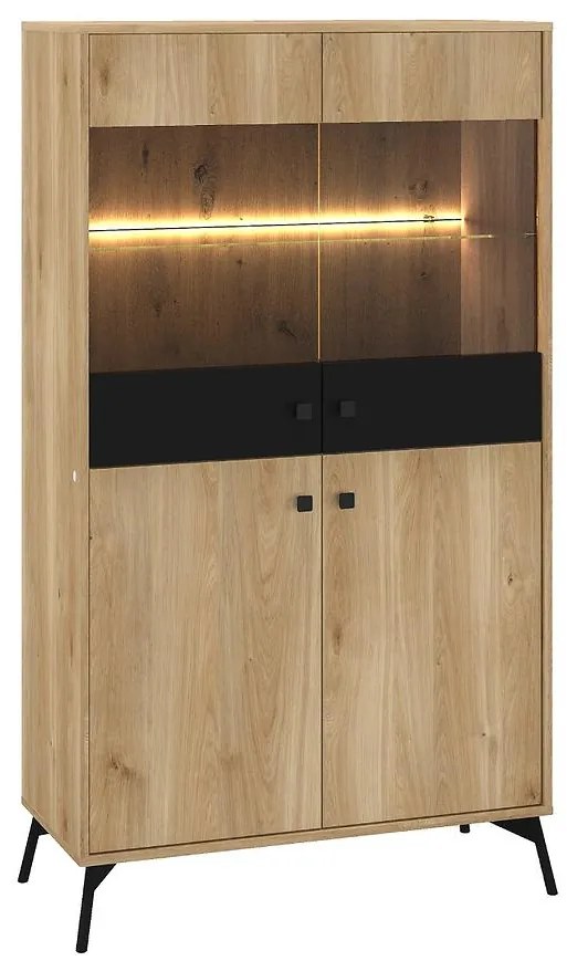 Vitrína Agis 03 dub castello medový/čierna mat