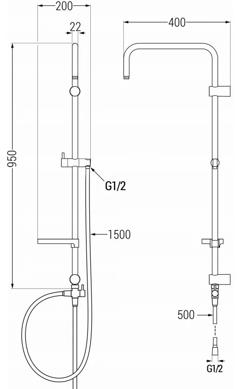 Mexen X, sprchový stĺp, sprchová hadica 150cm, mydelnička, prepínač sprchy, zlatá lesklá, 7939199-50