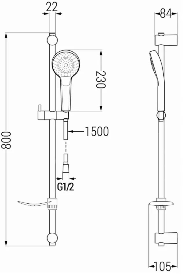 Mexen Sabre DF05 sprchový set, chróm - 72104DF05-00