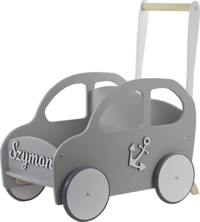 Drevené auto pre chlapcov / chodítko šedá