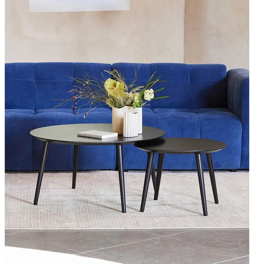 Čierne okrúhle konferenčné stolíky v súprave 2 ks ø 88 cm Adda – Unique Furniture