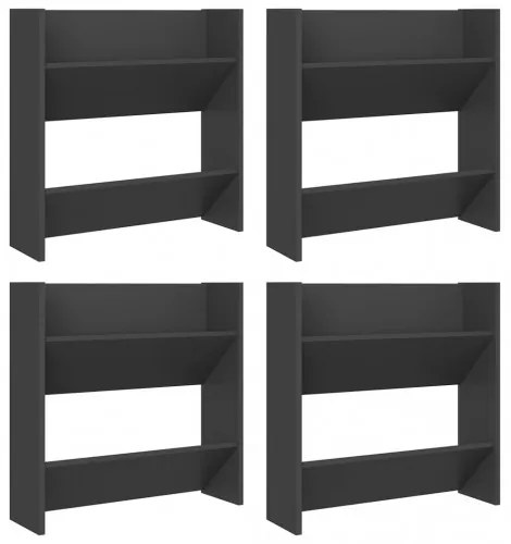 vidaXL Nástenné skrinky na topánky 4 ks sivé 60x18x60 cm drevotrieska-