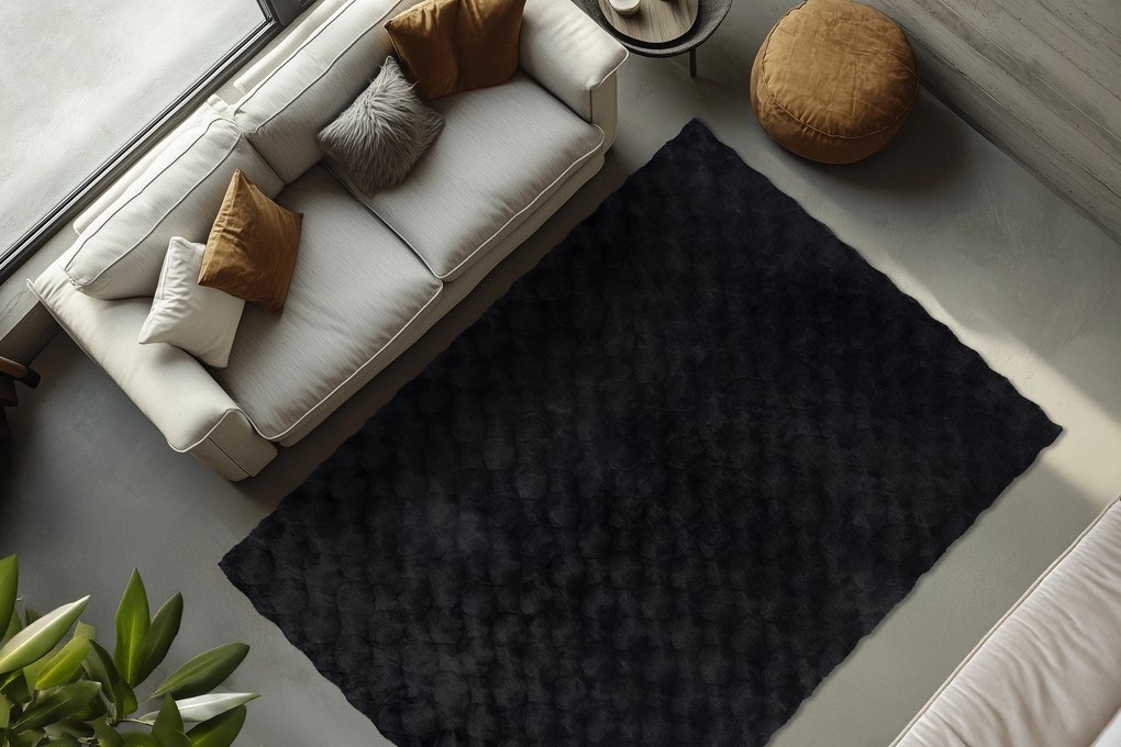 Kusový koberec Diamond Cut 800 Anthrazit, 200x290, čierna, obývacia izba, Obsession