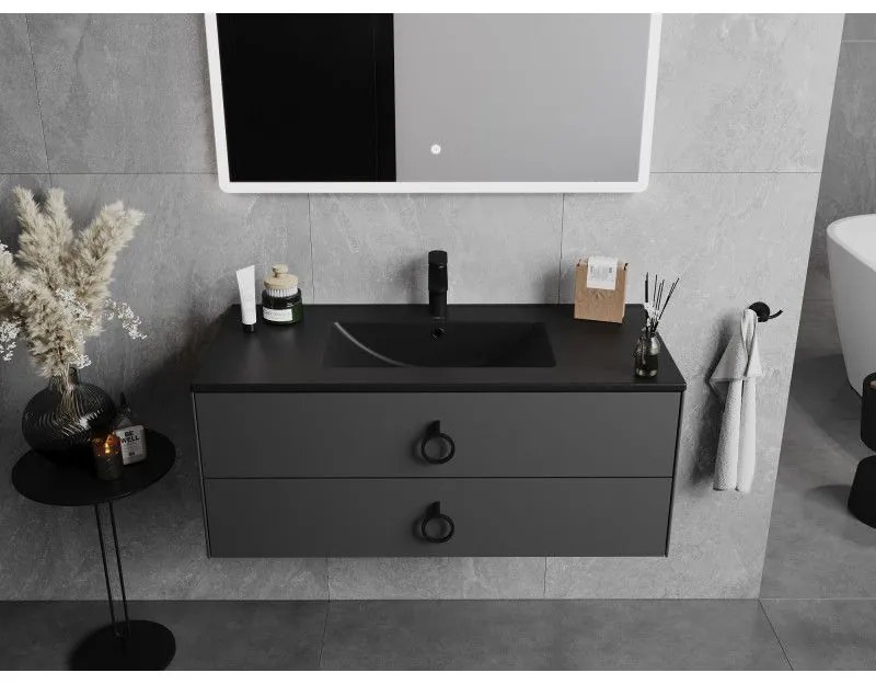 Mexen Atena, umývadlo na zapustenie do dosky 101 x 46 cm, čierna matná, 25011070