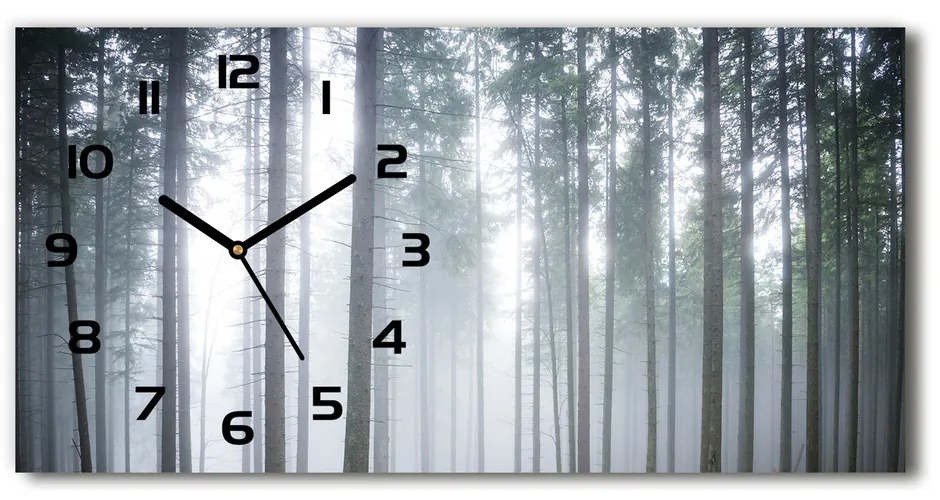 Vodorovné Sklenené hodiny na stenu tiché Hmla v lese pl_zsp_60x30_f_74026356