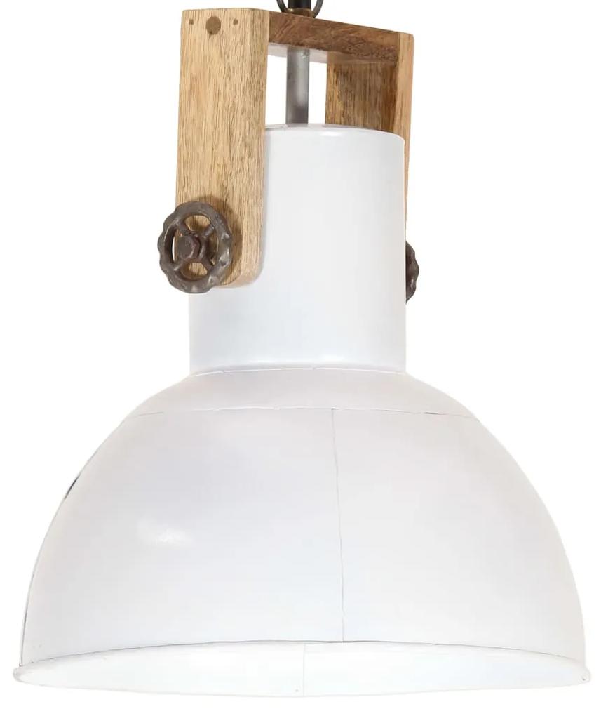 vidaXL Industriálna závesná lampa 25 W biela mangovník 32 cm okrúhla E27