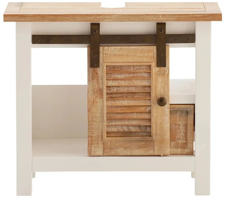 furniture-nabytek.cz - Masivní spodní skříňka pod dřez Capera z borovice a MDF, lakovaná, bílá/hnědá – 70×35×60 cm