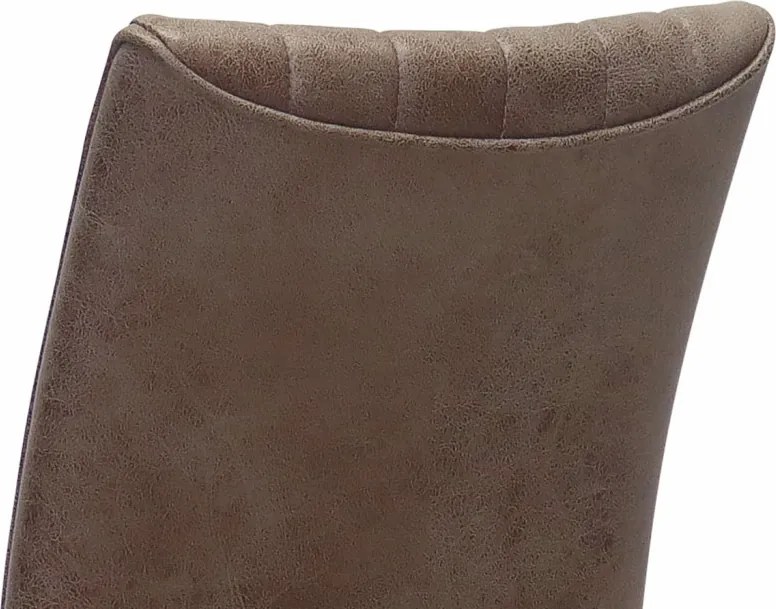 Jedálenská stolička Vertical, hnedá camel látka v optike lesklej kože