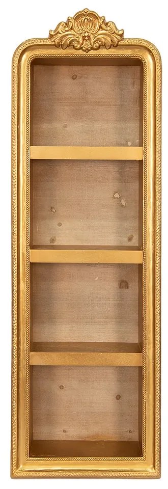 Zlatá nástenná polička so 4-mi poličkami Vione - 42*19*126 cm