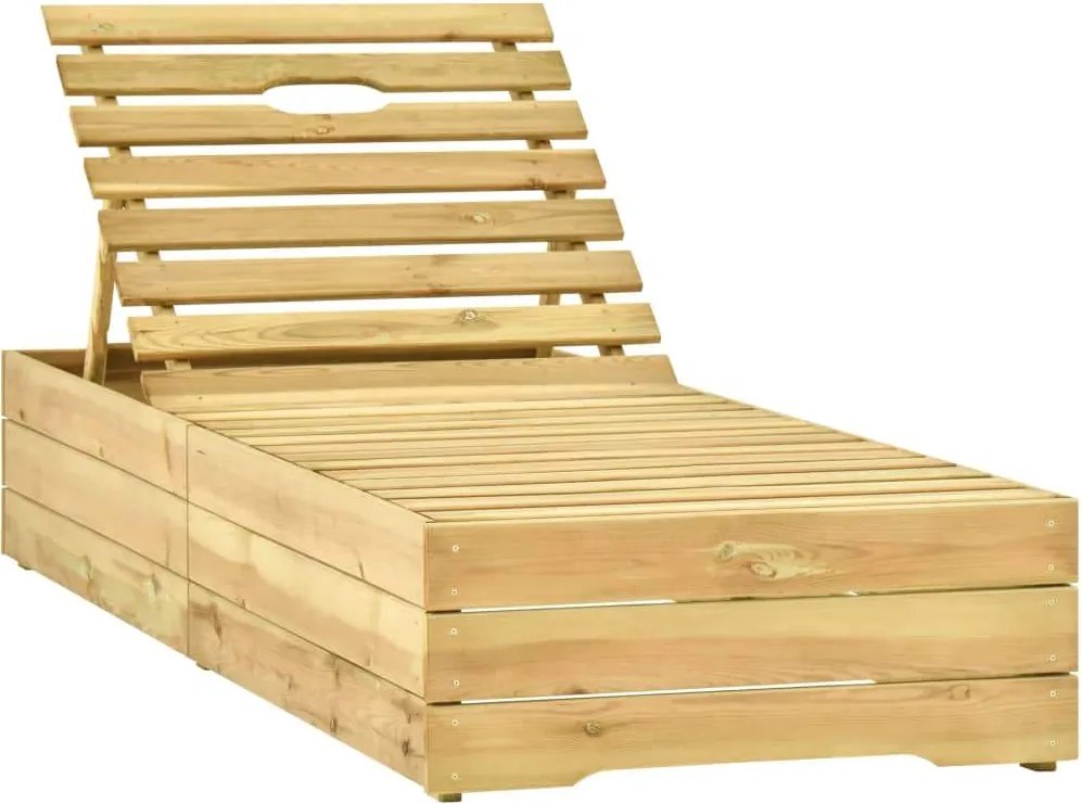 Ležadlo so sivohnedým vankúšom impregnované borovicové drevo