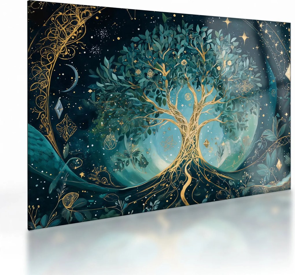 Sklenený obraz – Strom života vo vesmíre (70x50 cm)