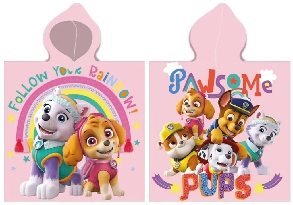 Detské pončo PAW PATROL ružový 55x110cm Faro Tiahome